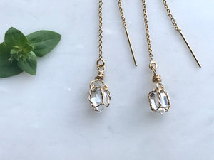 Herkimer Diamonds Earrings　Thread  14K Gold Filled  / ハーキマーダイアモンド　ピアス　スレッド 14K ゴールドフィルド