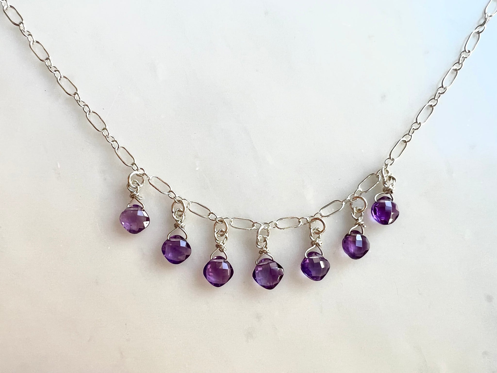Square Cut Amethyst Necklace Sterling Silver 925 / スクエアカット　アメジスト　ネックレス　スターリングシルバー 925