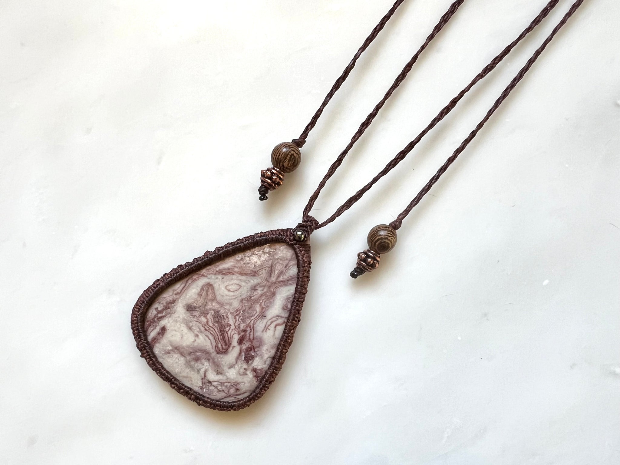 #1 Red Jasper Macrame Necklace / レッドジャスパー　マクラメ編み　ネックレス