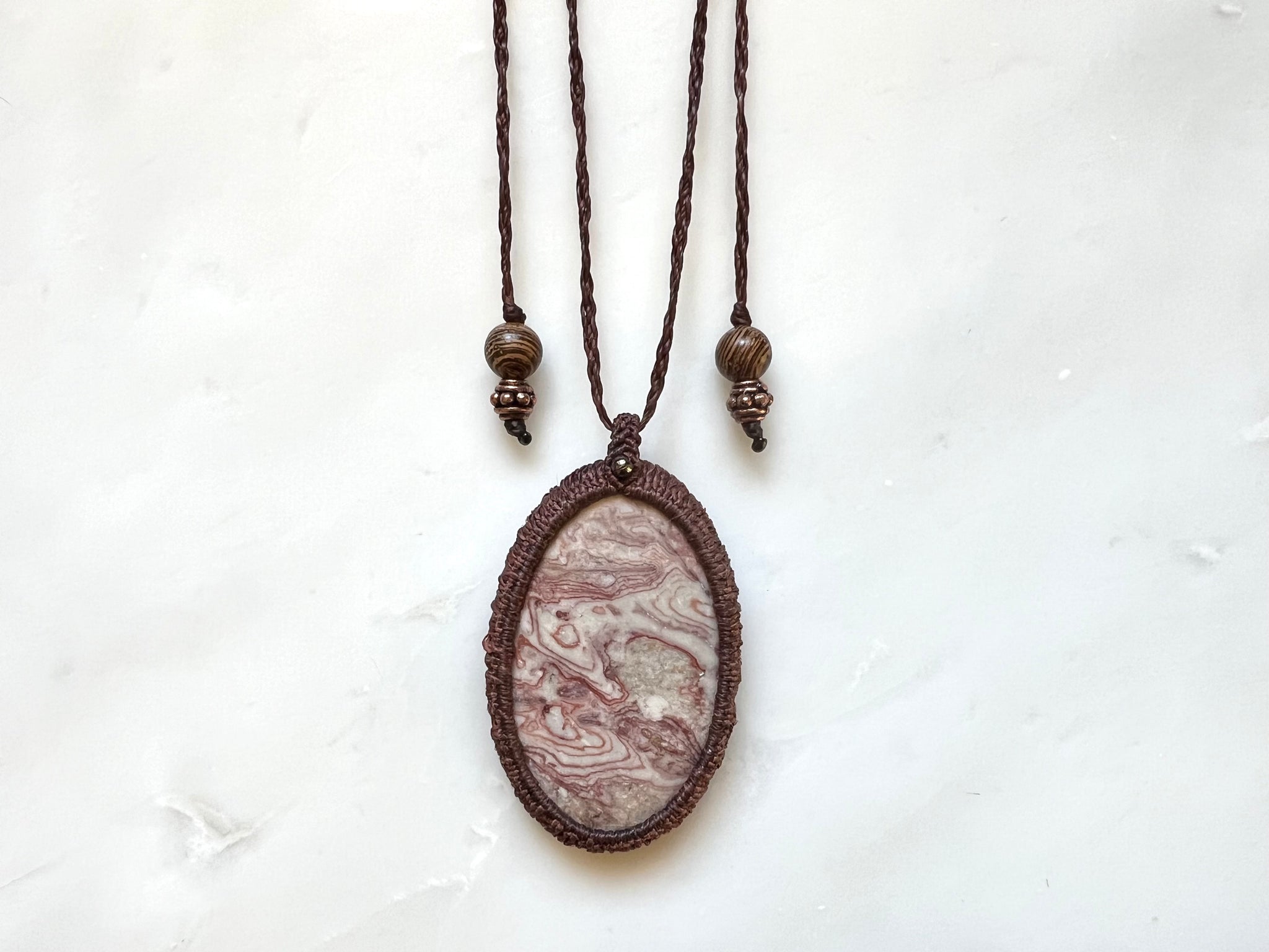 #2 Red Jasper Macrame Necklace / レッドジャスパー　マクラメ編み　ネックレス