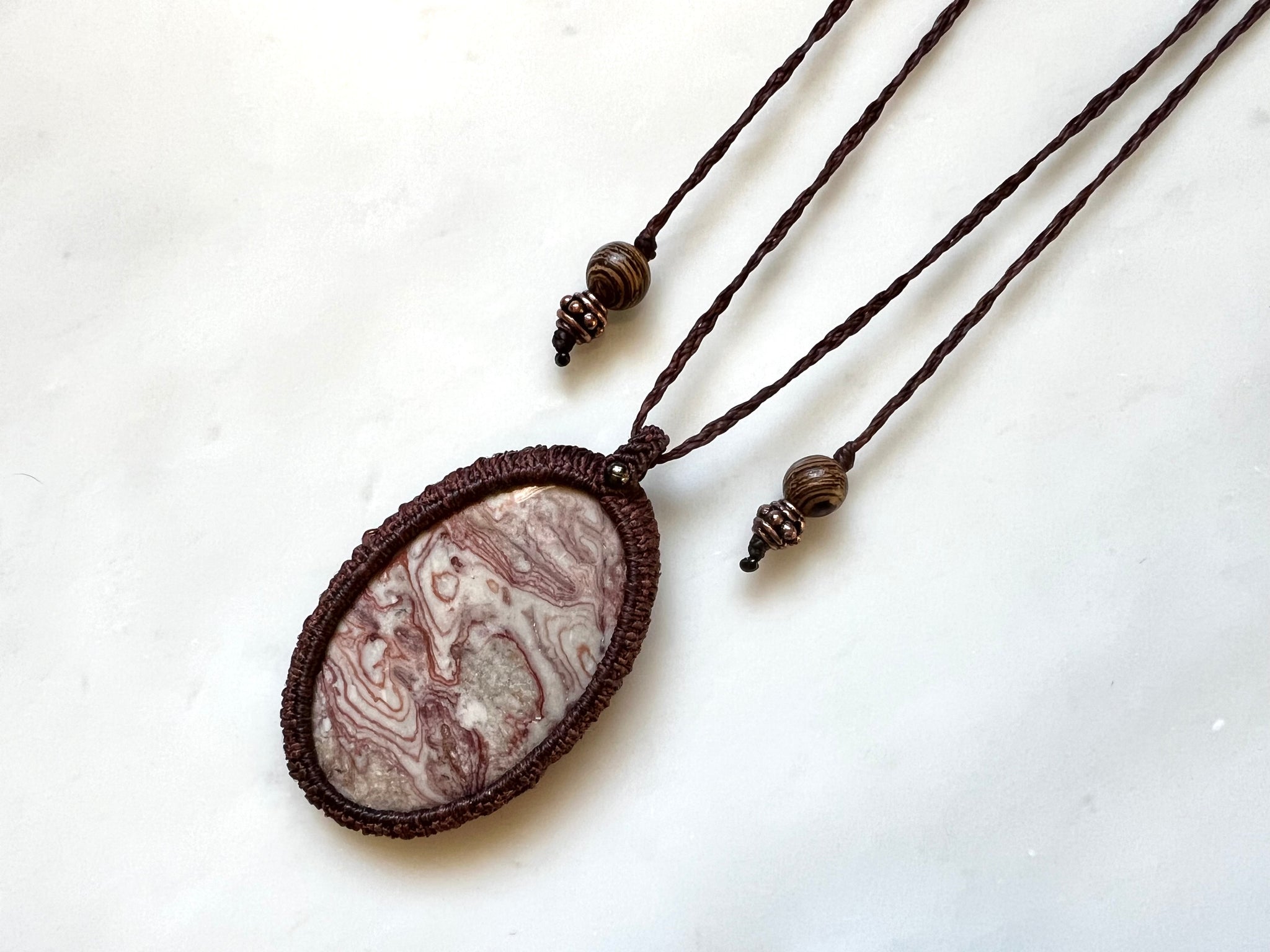 #2 Red Jasper Macrame Necklace / レッドジャスパー　マクラメ編み　ネックレス