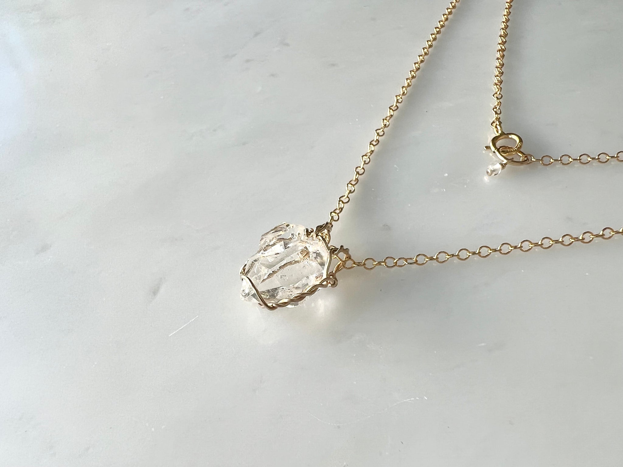 #1 Herkimer Diamond Cluster Necklace 14K Gold Filled / ハーキマーダイアモンド　クラスター　ネックレス 14K ゴールドフィルド