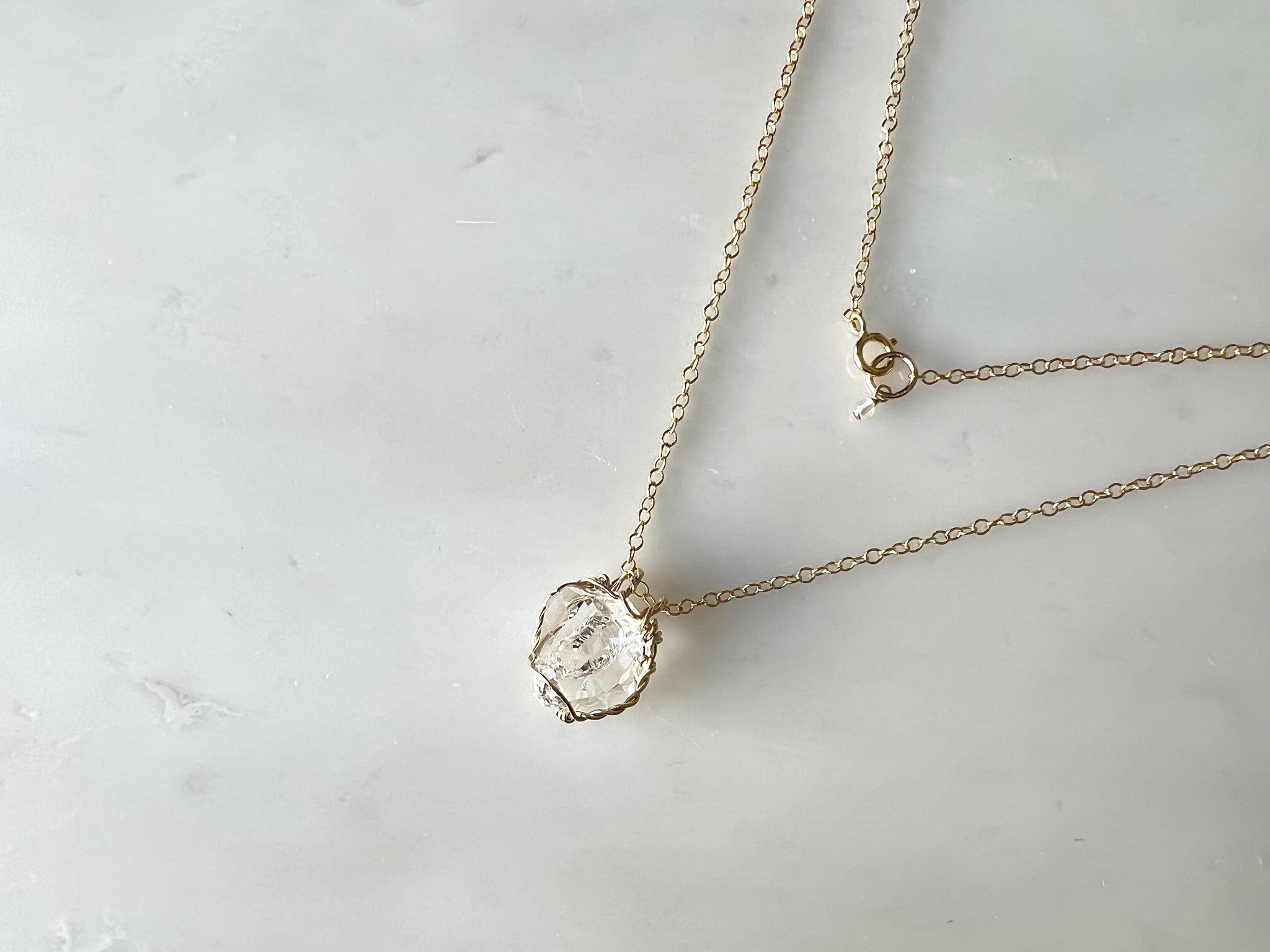 #3 Herkimer Diamond Cluster Necklace 14K Gold Filled / ハーキマーダイアモンド　クラスター　ネックレス 14Kゴールドフィルド