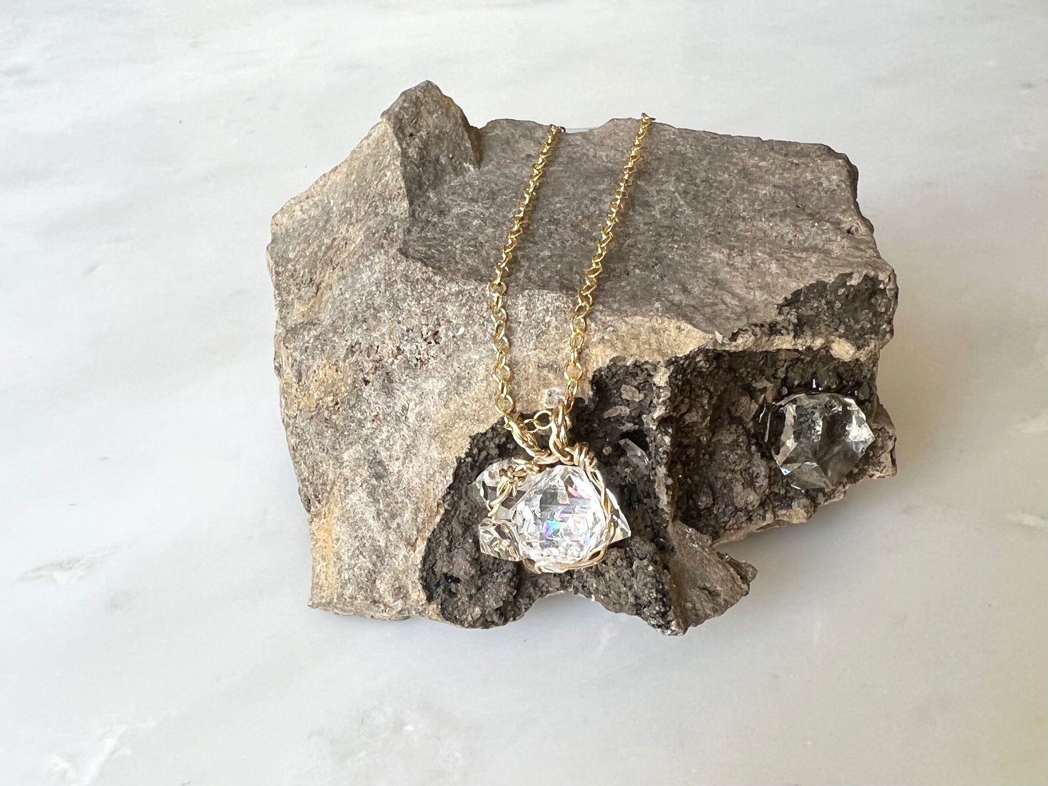 #2 Herkimer Diamond Cluster Necklace 14K Gold Filled / ハーキマーダイアモンド　クラスター　ネックレス 14Kゴールドフィルド