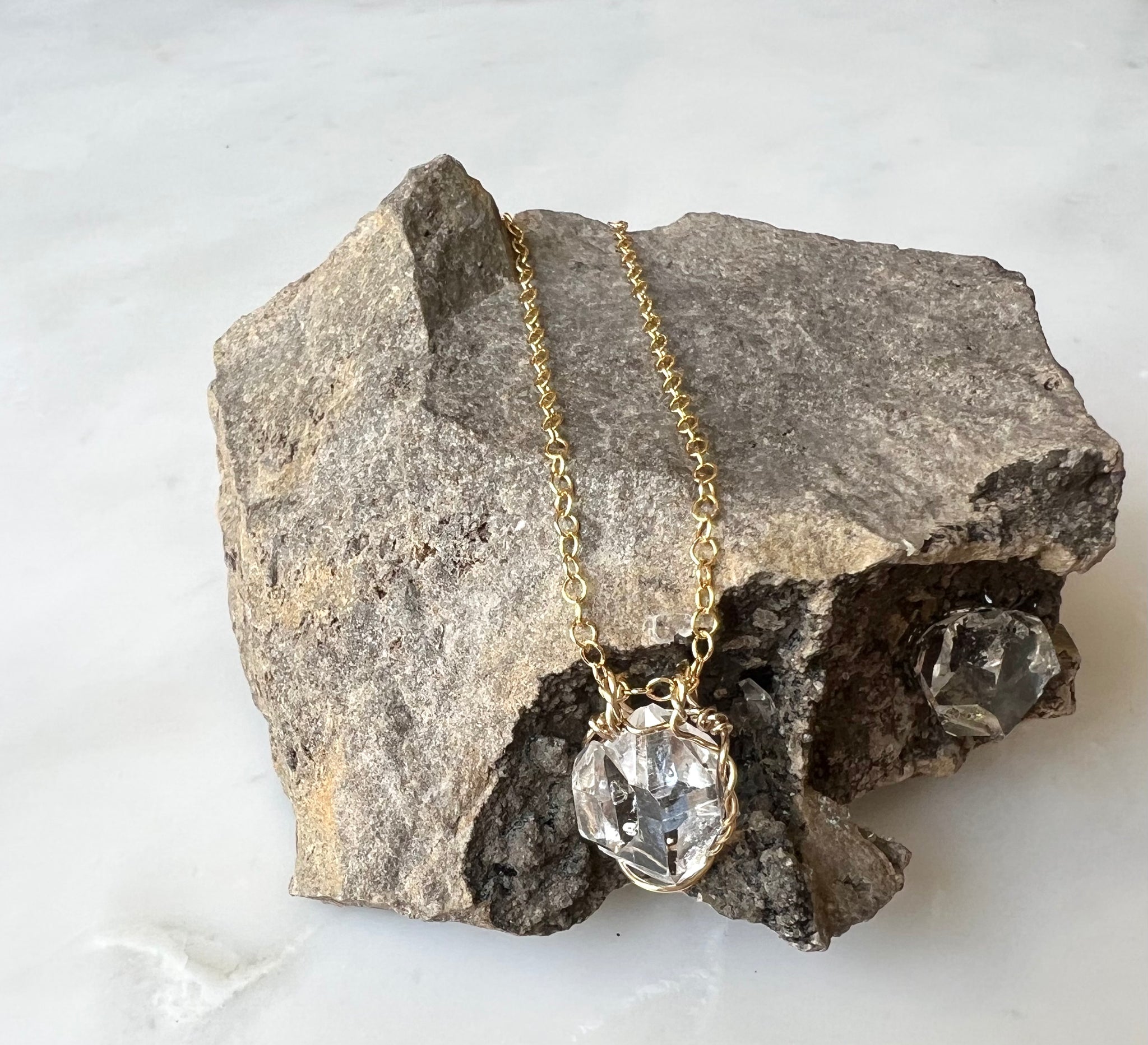 #1 Herkimer Diamond Cluster Necklace 14K Gold Filled / ハーキマーダイアモンド　クラスター　ネックレス 14K ゴールドフィルド