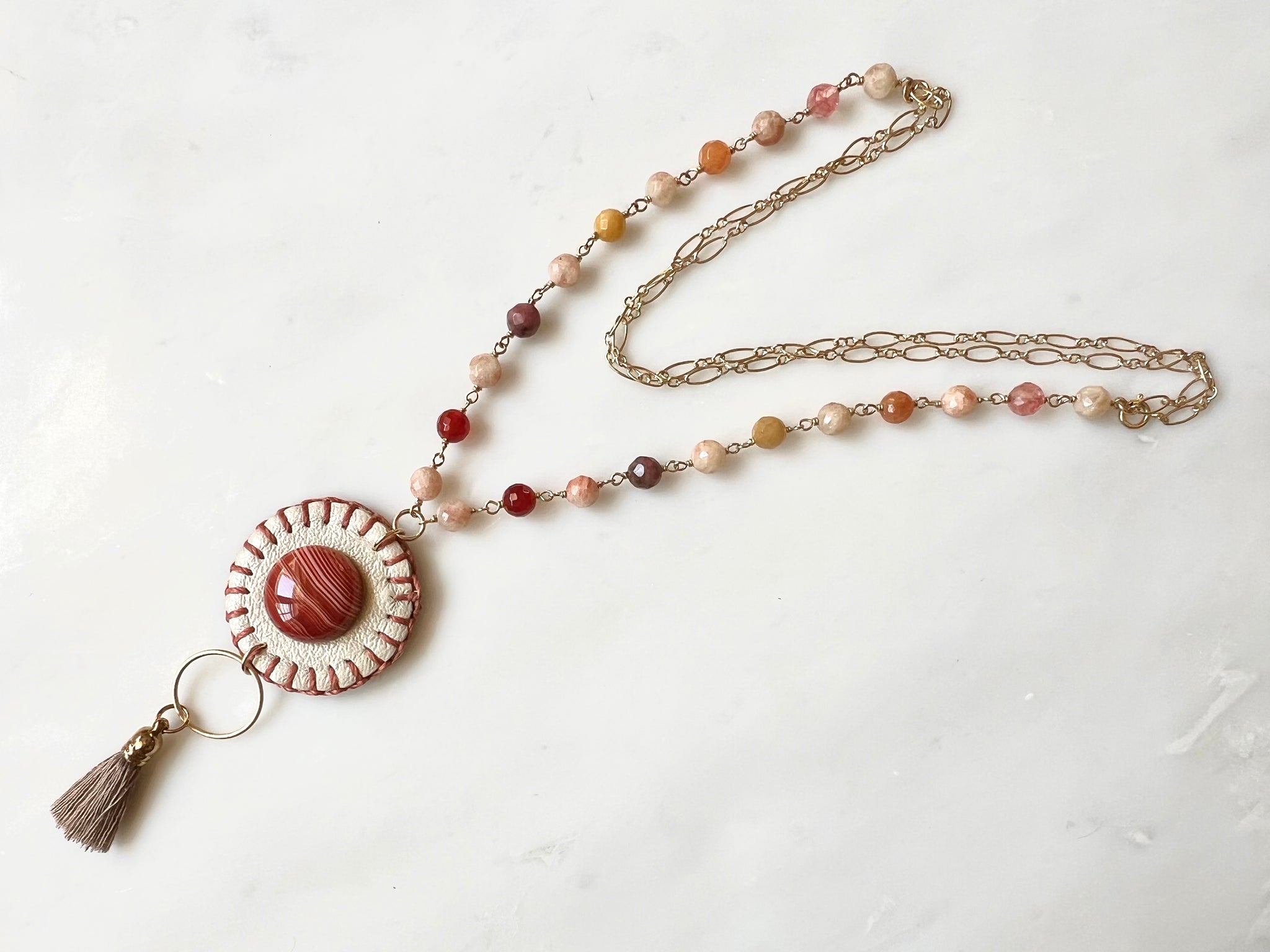 #1 Round Sardonyx Necklace 14K Gold Filled / ラウンド　サードオニキス　ネックレス　14K ゴールドフィルド