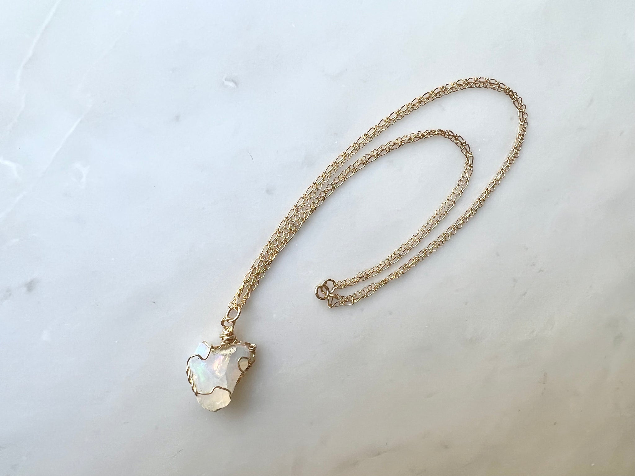 3 Ethiopian Opal Necklace 14K Gold Filled / エチオピアン オパール