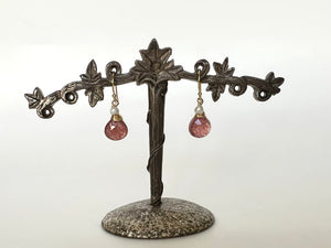 Cherry Quartz Freshwater Pearl Earrings 14K Gold Filled / チェリークォーツ　淡水パール　ピアス　　14K ゴールドフィルド