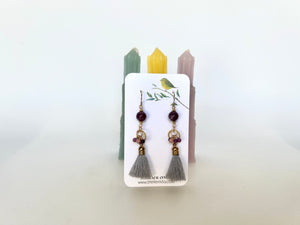 Lepidorite Earrings with Tassel 14K Gold Filled / ラピドライト　タッセル付き　ピアス 14K ゴールドフィルド