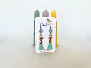 Amazonite Earrings with Tassel 14K Gold Filled / アマゾナイト　タッセル付き　ピアス　14K ゴールドフィルド