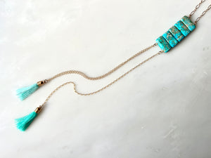 #2 Impression Jasper (Valiscite)Necklace with Tassels / インプレッション. ジャスパー(バリサイト）　タッセル付き　ネックレス