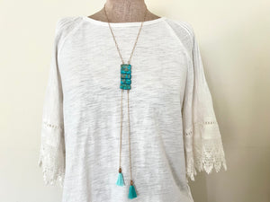 #2 Impression Jasper (Valiscite)Necklace with Tassels / インプレッション. ジャスパー(バリサイト）　タッセル付き　ネックレス