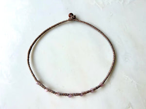 #1 Kunzite Macrame Choker Necklace / クンツァイト　マクラメ編み　チョーカー　ネックレス