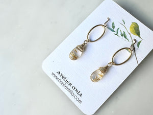 #2 Golden Rutilated Quartz Earrings 14K Gold Filled / ゴールドルチル　クォーツ　ピアス　14K ゴールドフィルド