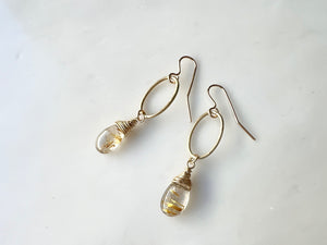 #2 Golden Rutilated Quartz Earrings 14K Gold Filled / ゴールドルチル　クォーツ　ピアス　14K ゴールドフィルド