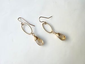 #2 Golden Rutilated Quartz Earrings 14K Gold Filled / ゴールドルチル　クォーツ　ピアス　14K ゴールドフィルド