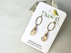 #3 Golden Rutilated Quartz Earrings 14K Gold Filled / ゴールドルチル　クォーツ　ピアス　14K ゴールドフィルド