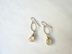 #3 Golden Rutilated Quartz Earrings 14K Gold Filled / ゴールドルチル　クォーツ　ピアス　14K ゴールドフィルド