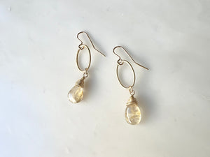 #3 Golden Rutilated Quartz Earrings 14K Gold Filled / ゴールドルチル　クォーツ　ピアス　14K ゴールドフィルド