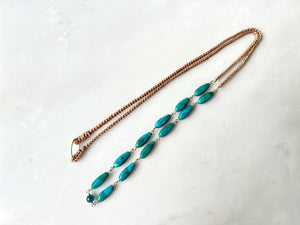 Turquoise & Apatite  Macrame Necklace 14K Gold Filled / ターコイズ &  アパタイト　マクラメ編み　ネックレス 14K  ゴールドフィルド