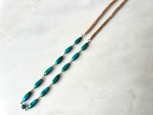 Turquoise & Apatite  Macrame Necklace 14K Gold Filled / ターコイズ &  アパタイト　マクラメ編み　ネックレス 14K  ゴールドフィルド