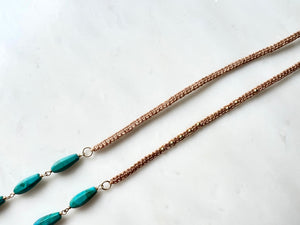 Turquoise & Apatite  Macrame Necklace 14K Gold Filled / ターコイズ &  アパタイト　マクラメ編み　ネックレス 14K  ゴールドフィルド