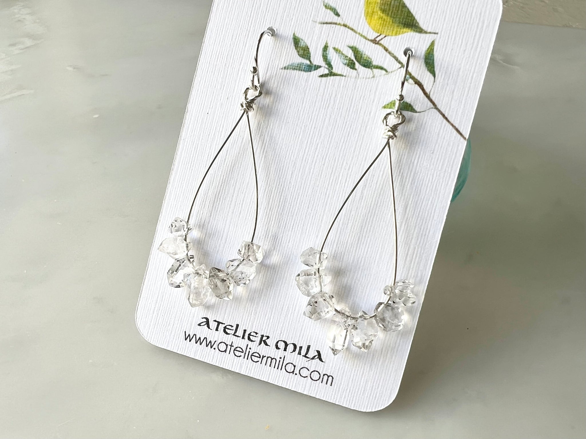 Herkimer Diamond Dangle Earrings Sterling Silver 925 / ハーキマーダイアモンド　ドロップ　ピアス  スターリングシルバー 925