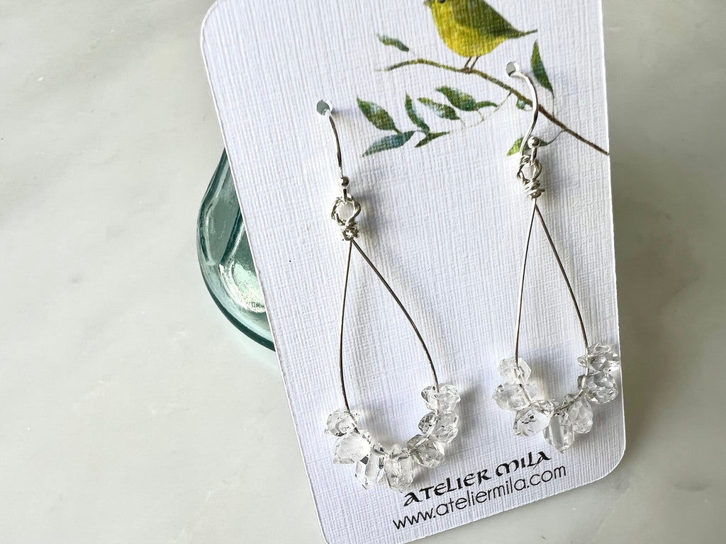 Herkimer Diamond Dangle Earrings Sterling Silver 925 / ハーキマーダイアモンド　ドロップ　ピアス  スターリングシルバー 925
