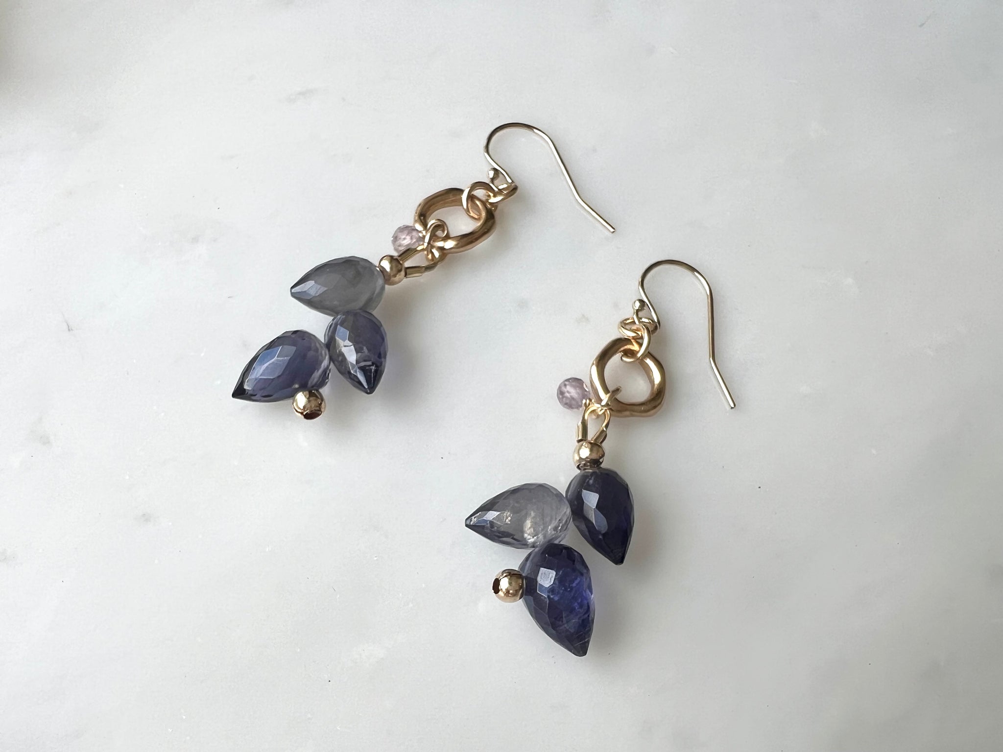 Iolite  Spinel Earrings 14K Gold Filled / アイオライト　スピネル　ピアス　14K ゴールドフィルド