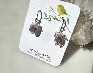 Grape Chalcedony Earrings Sterling Silver 925 / グレープ．カルセドニー　ピアス　スターリングシルバー925