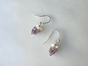 Grape Chalcedony Earrings Sterling Silver 925 / グレープ．カルセドニー　ピアス　スターリングシルバー925