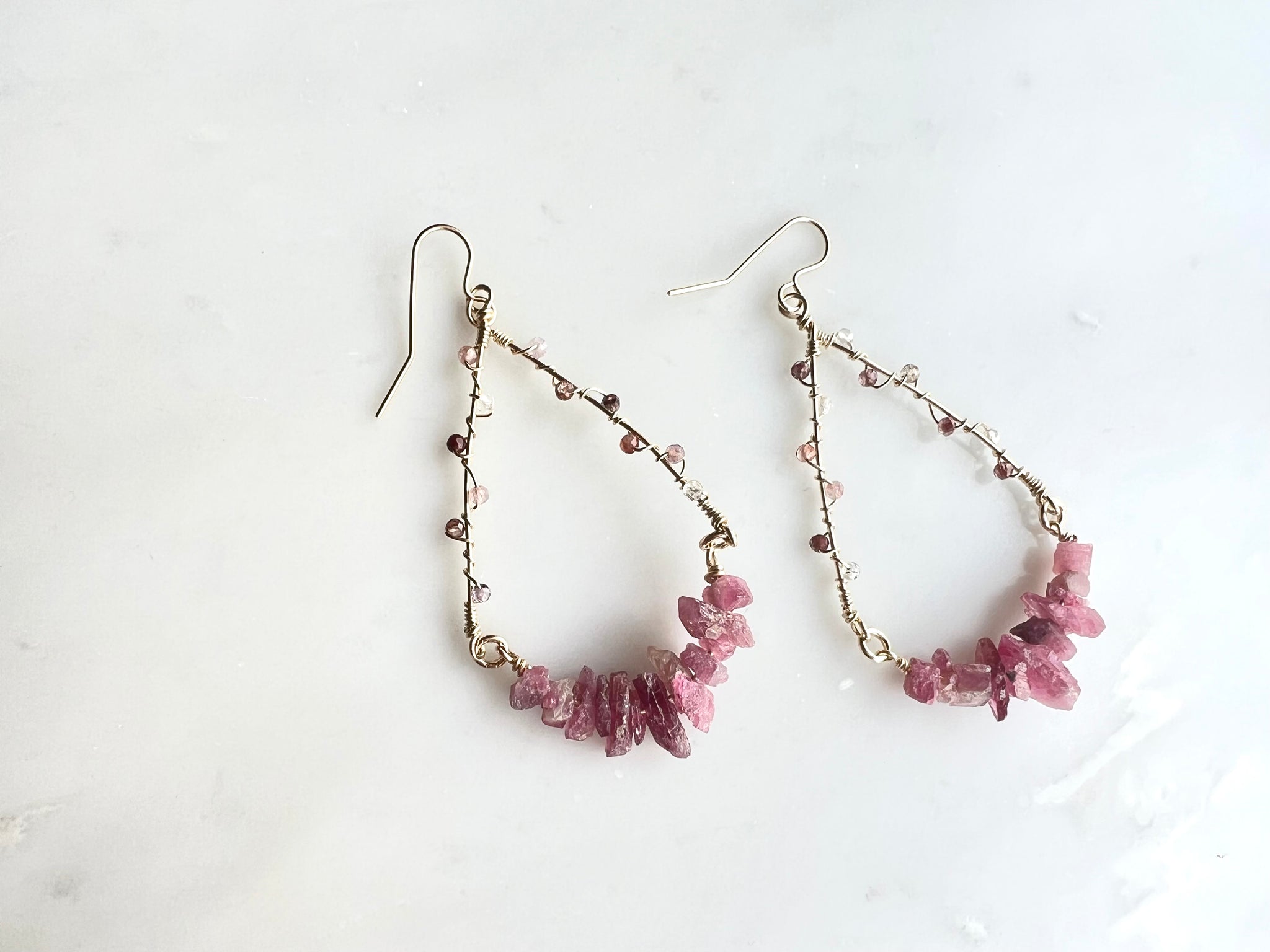 Tourmaline Sazare Earrings 14K Gold Filled / トルマリン　細石　ピアス　14K ゴールドフィルド