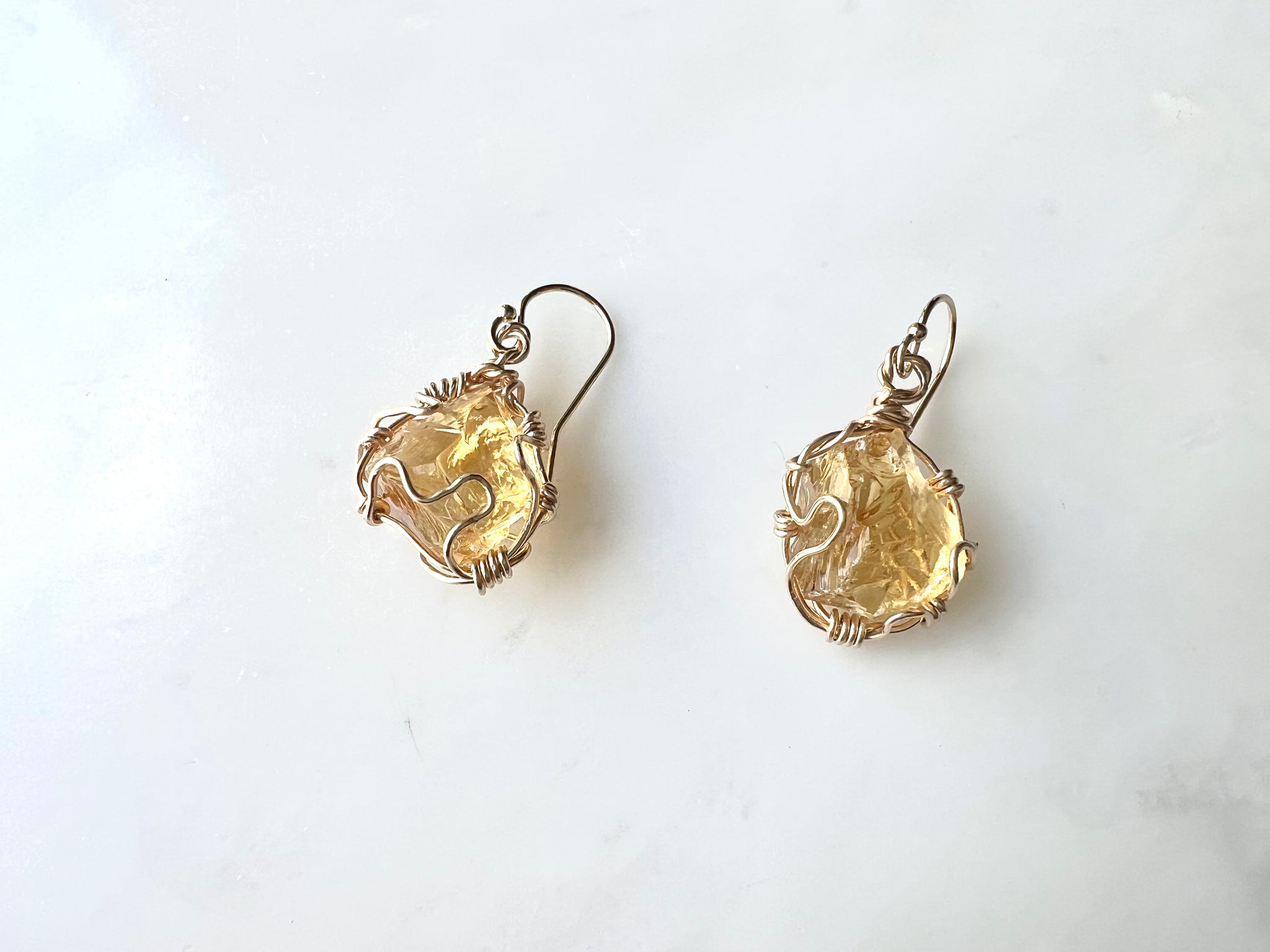 #1 Raw Citrin Earrings 14K Gold Filled / 原石シトリン　ピアス　14Kゴールドフィルド