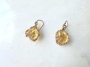 #1 Raw Citrin Earrings 14K Gold Filled / 原石シトリン　ピアス　14Kゴールドフィルド