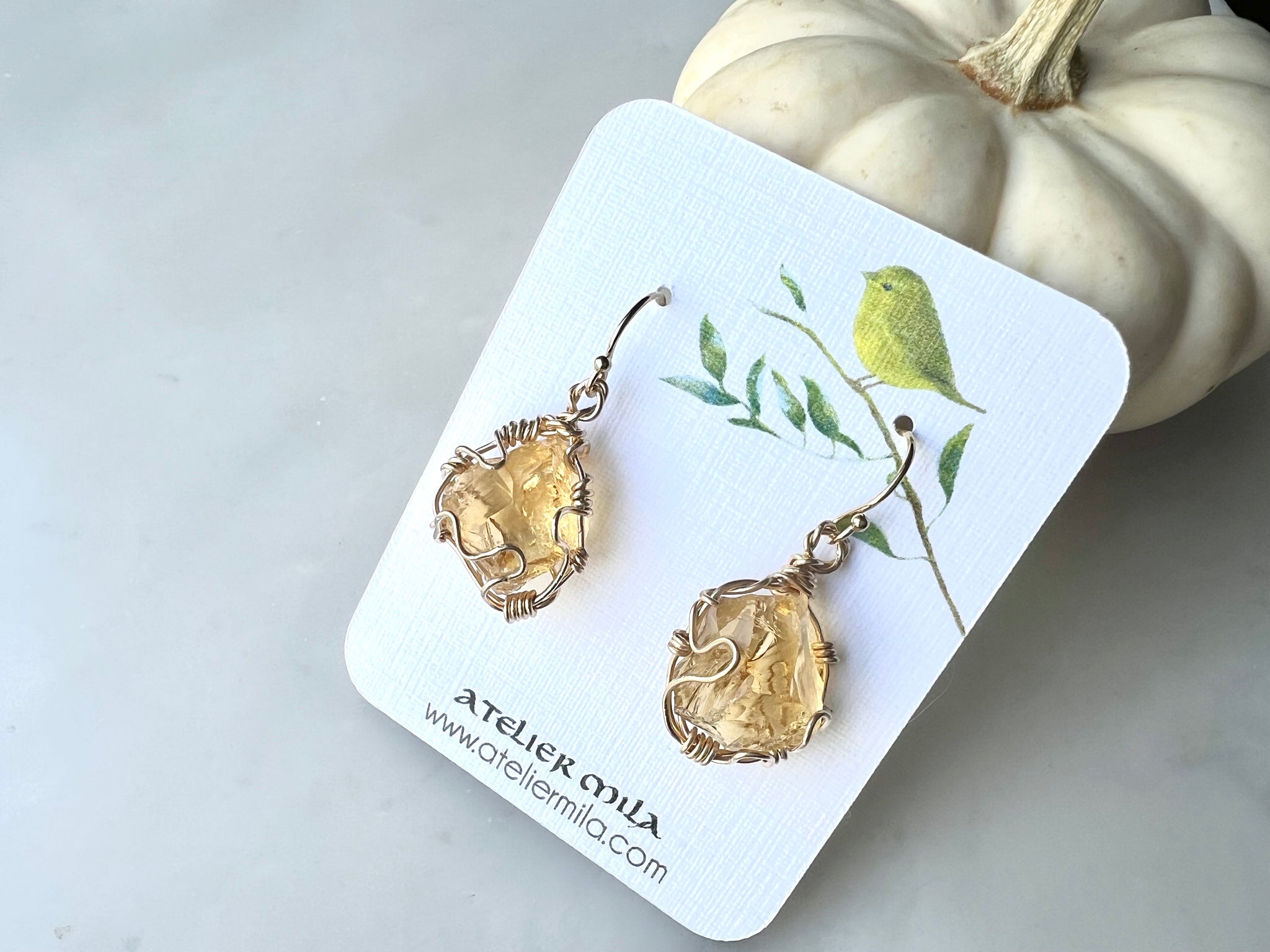 #1 Raw Citrin Earrings 14K Gold Filled / 原石シトリン　ピアス　14Kゴールドフィルド