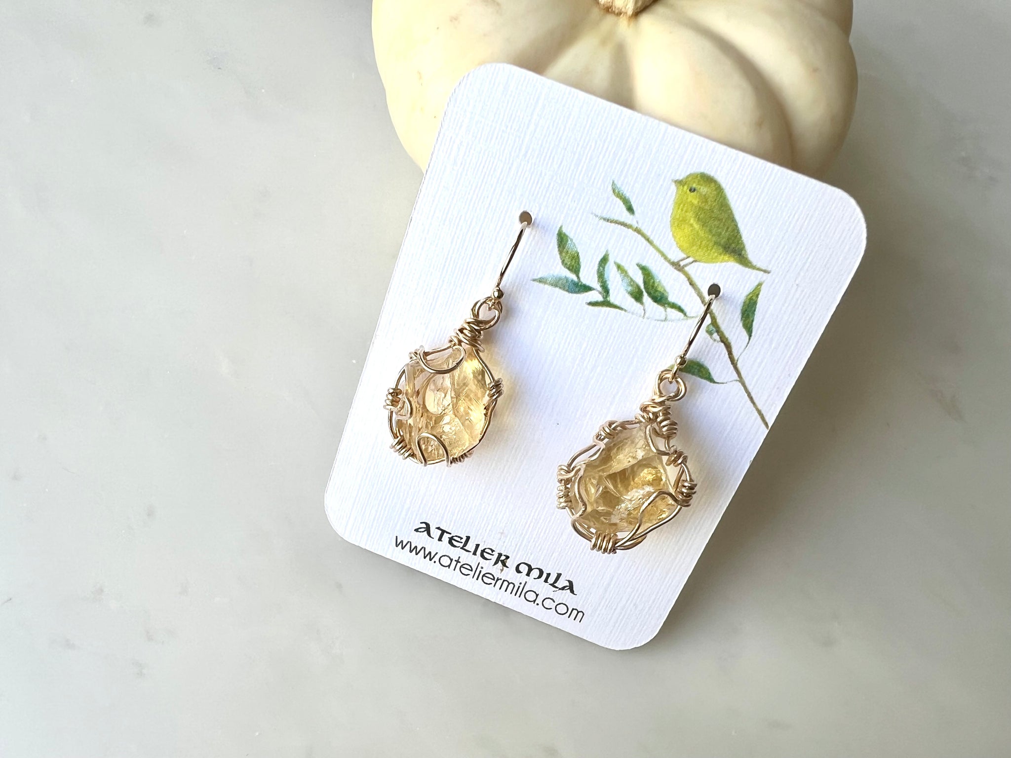 #3 Raw Citrine Earrings 14K Gold Filled / 原石シトリン　ピアス　14K ゴールドフィルド