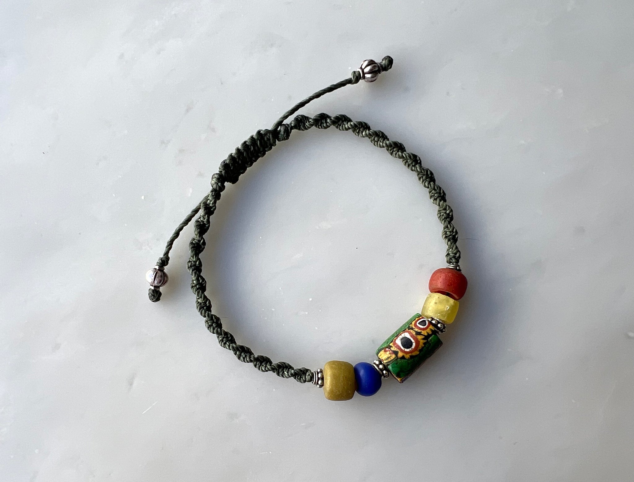 #3 Antique Venetian Beads Macrame Bracelet / アンティーク　ベネチアンビーズ　ブレスレット