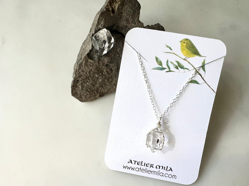 #4 Herkimer Diamond 1/2" Necklace Sterling Silver 925 /  ハーキマーダイアモンド 1/2" ネックレス　スターリングシルバー925