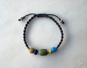 #5  Antique Venetian Beads Macrame Bracelet / アンティーク　ベネチアンビーズ　マクラメ編み　ブレスレット
