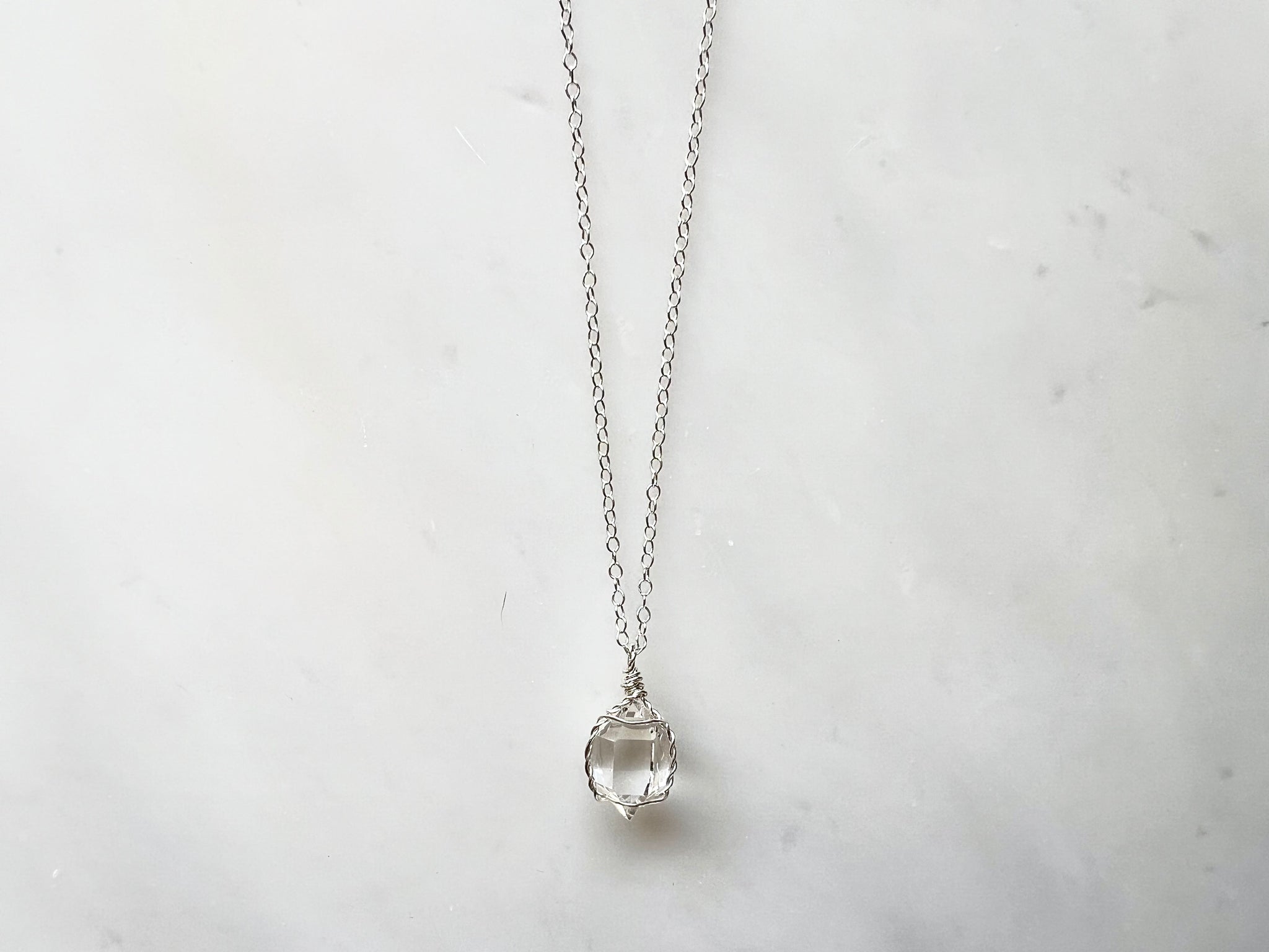 #5 Herkimer Diamond 1/2" Necklace Sterling Silver 925 / ハーキマーダイアモンド 1/2" ネックレス スターリングシルバー925