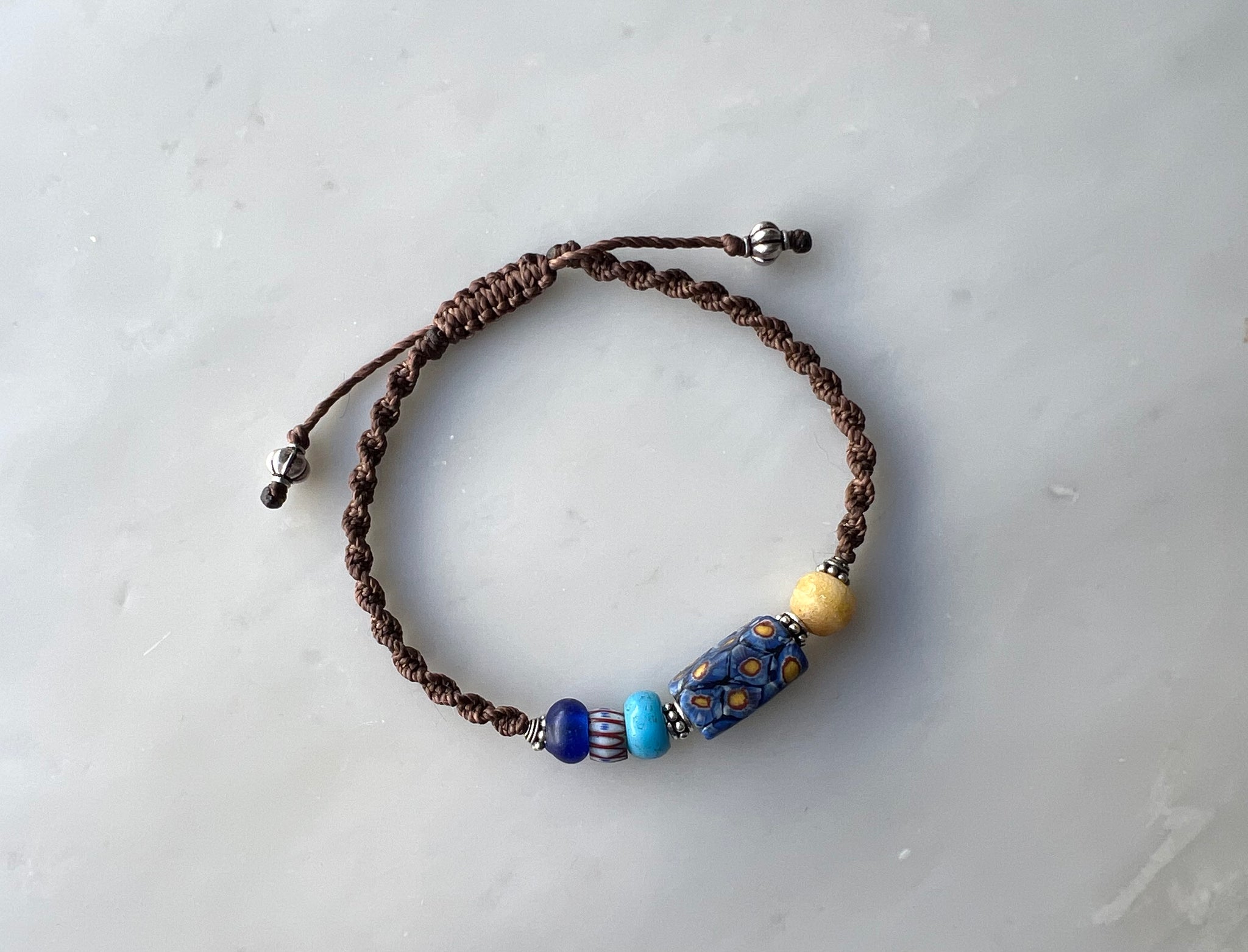 #7  Antique Venetian Beads Macrame Bracelet / アンティーク　ベネチアンビーズ　マクラメ編み　ブレスレット