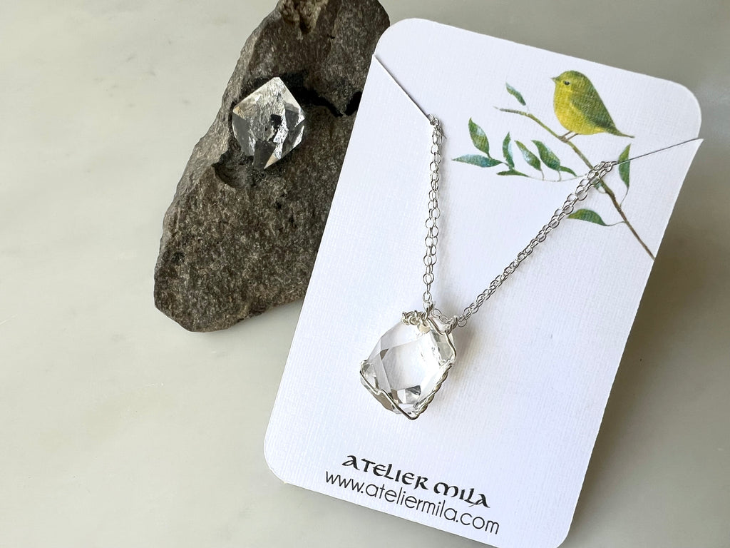 #4 Herkimer Diamond 5/8" Necklace Sterling Silver 925 / ハーキマーダイアモンド 5/8" ネックレス　スターリングシルバー925