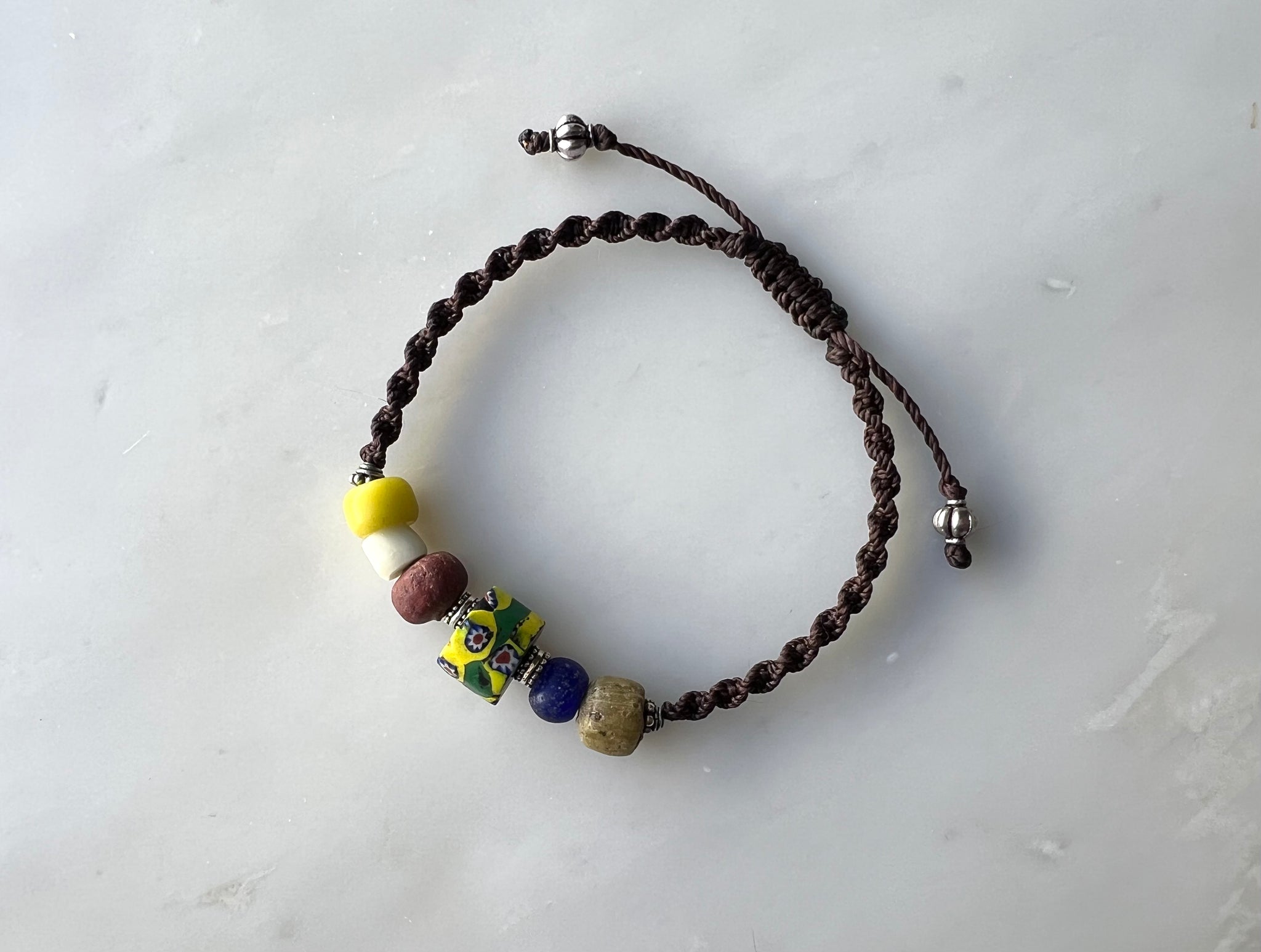 #9  Antique Venetian Beads Macrame Bracelet / アンティーク　ベネチアンビーズ　マクラメ編み　ブレスレット