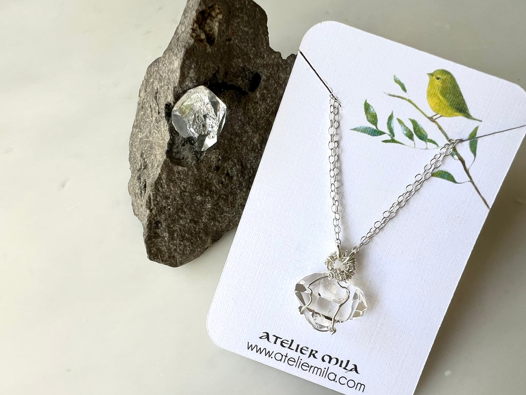 #5 Herkimer Diamond 5/8" Necklace Sterling Silver 925 / ハーキマーダイアモンド 5/8" ネックレス　スターリングシルバー925