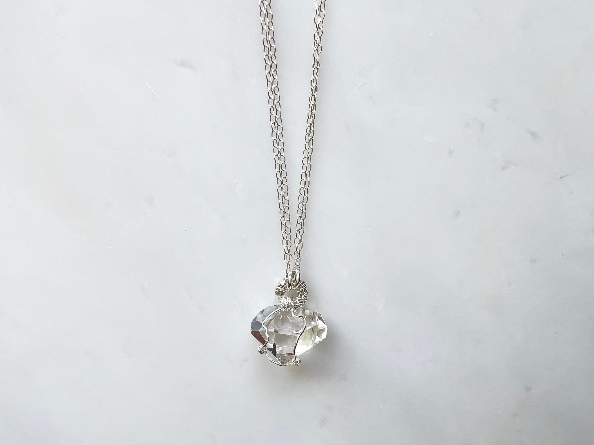 #5 Herkimer Diamond 5/8" Necklace Sterling Silver 925 / ハーキマーダイアモンド 5/8" ネックレス　スターリングシルバー925