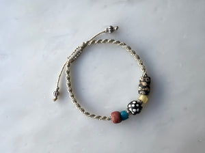 #10  Antique Venetian Beads Macrame Bracelet / アンティーク　ベネチアンビーズ　マクラメ編み　ブレスレット
