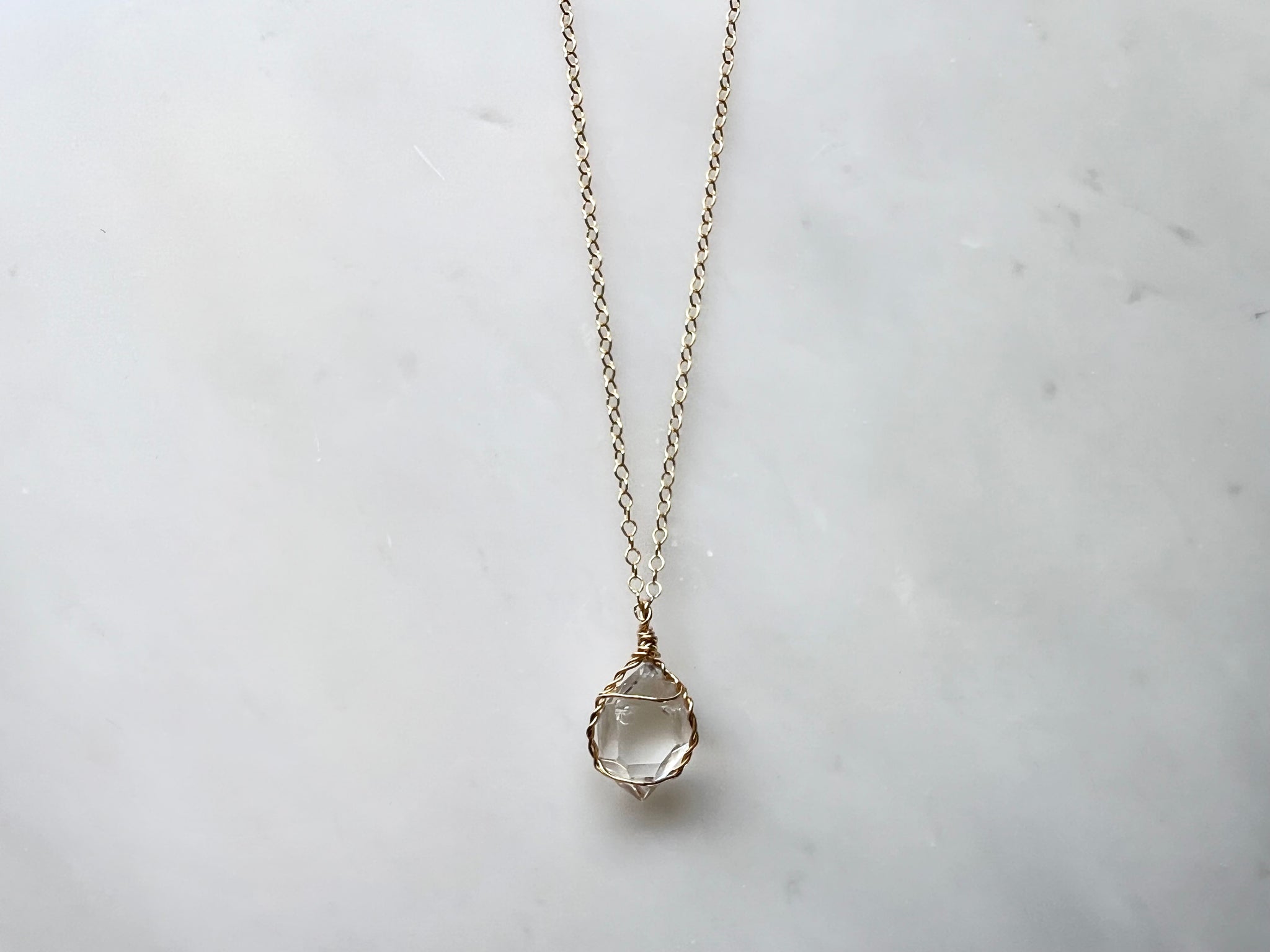 #4 Herkimer Diamond 1/2" Necklace 14K Gold Filled / ハーキマーダイアモンド 1/2" ネックレス 14K ゴールドフィルド