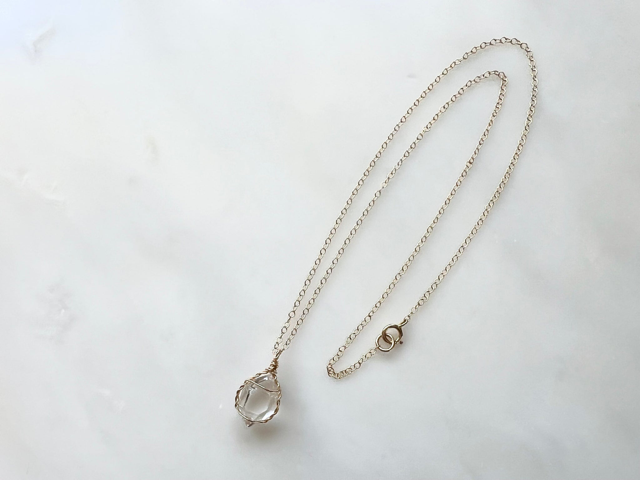 #4 Herkimer Diamond 1/2" Necklace 14K Gold Filled / ハーキマーダイアモンド 1/2" ネックレス 14K ゴールドフィルド