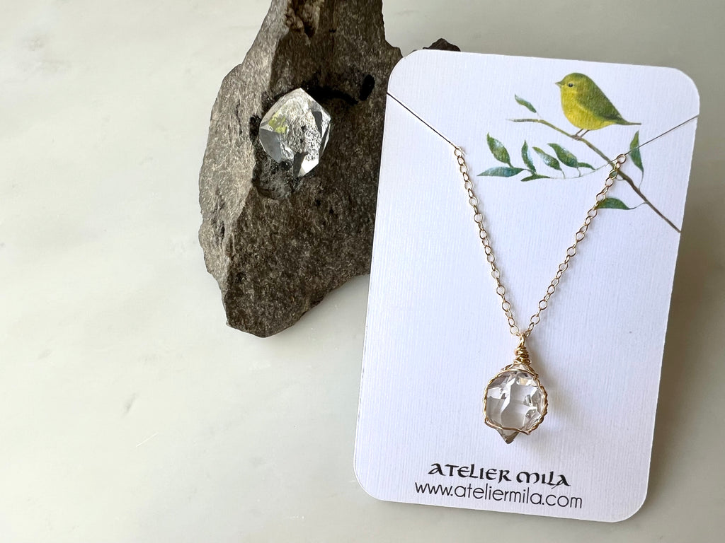 #5 Herkimer Diamond 1/2" Necklace 14K Gold Filled / ハーキマーダイアモンド 1/2"ネックレス 14K ゴールドフィルド