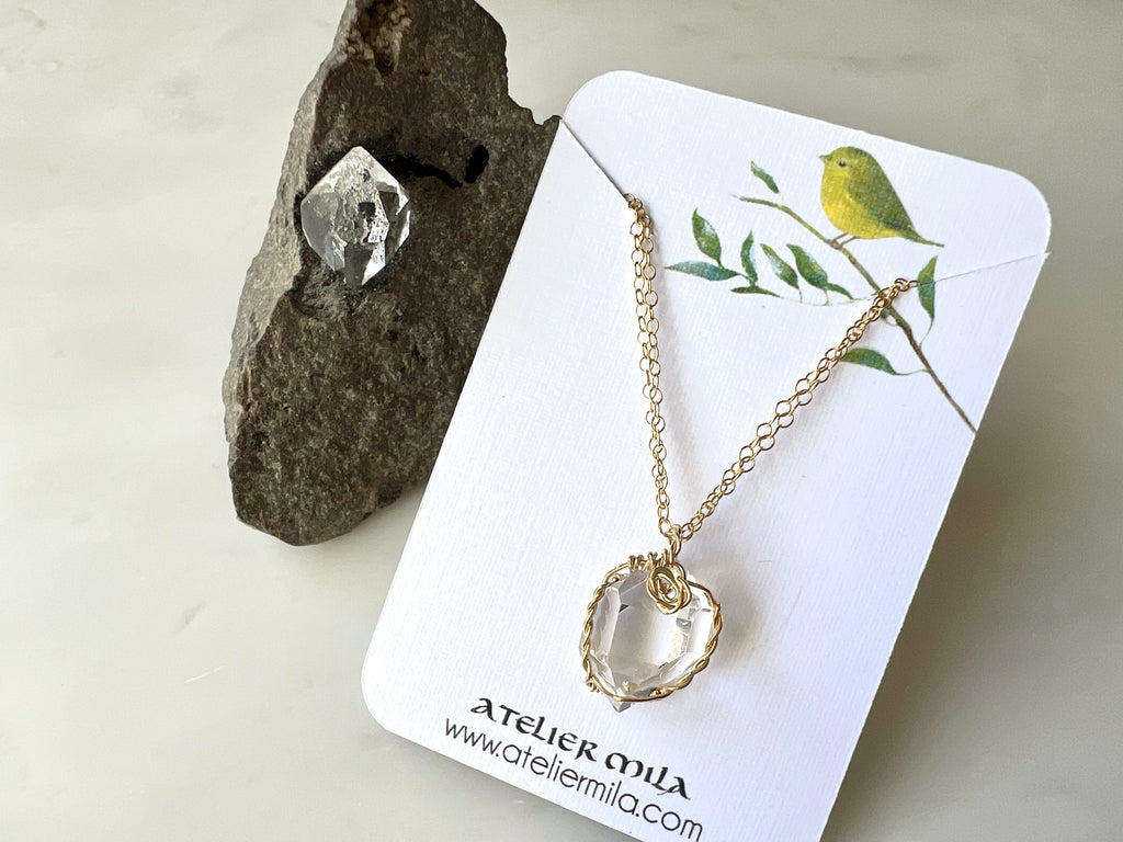 #4 Herkimer Diamond 5/8" Necklace 14K Gold Filled / ハーキマーダイアモンド 5/8" ネックレス 14K Gold Filled